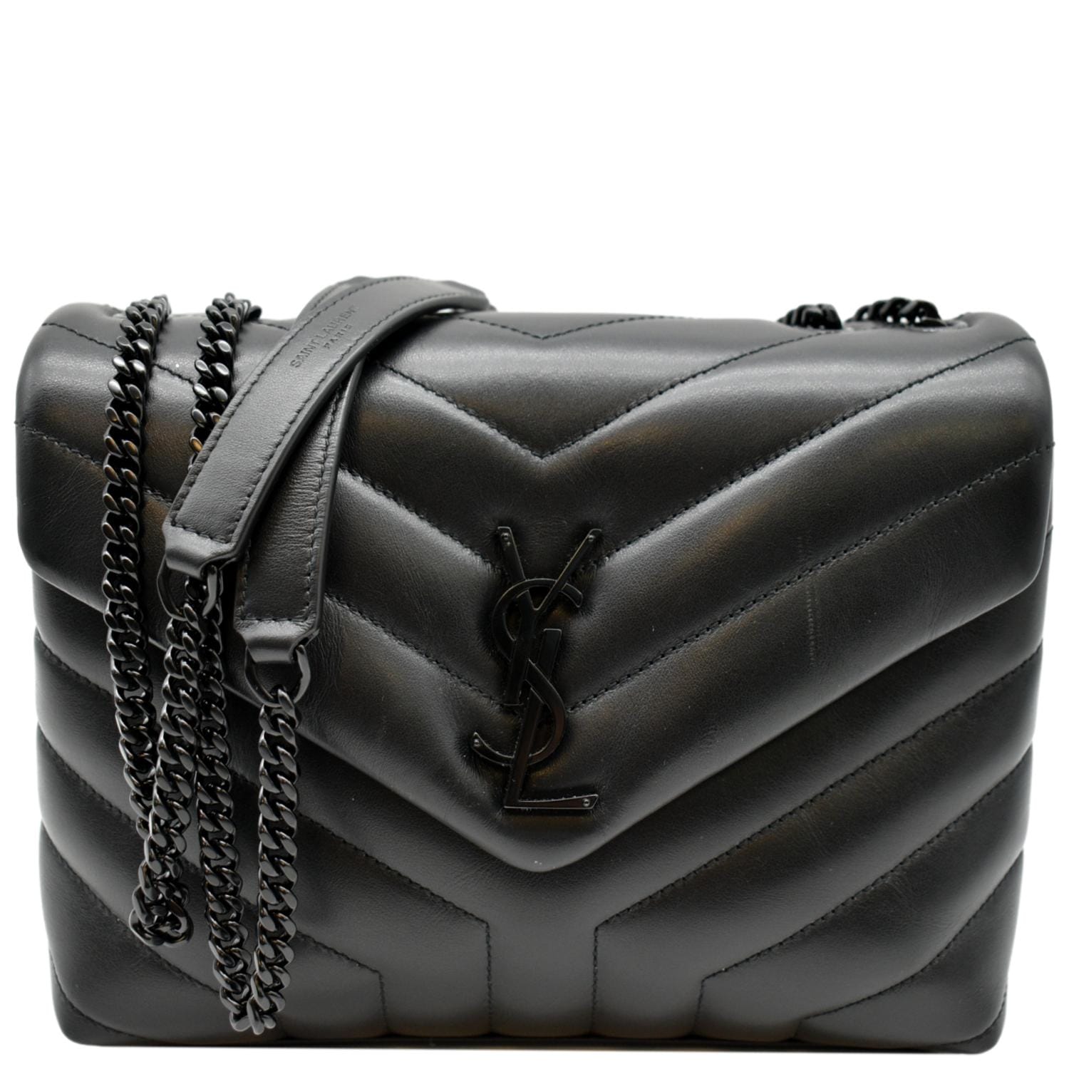 YVES SAINT LAURENT Loulou Small Calfskin Leather Shoulder Bag Black