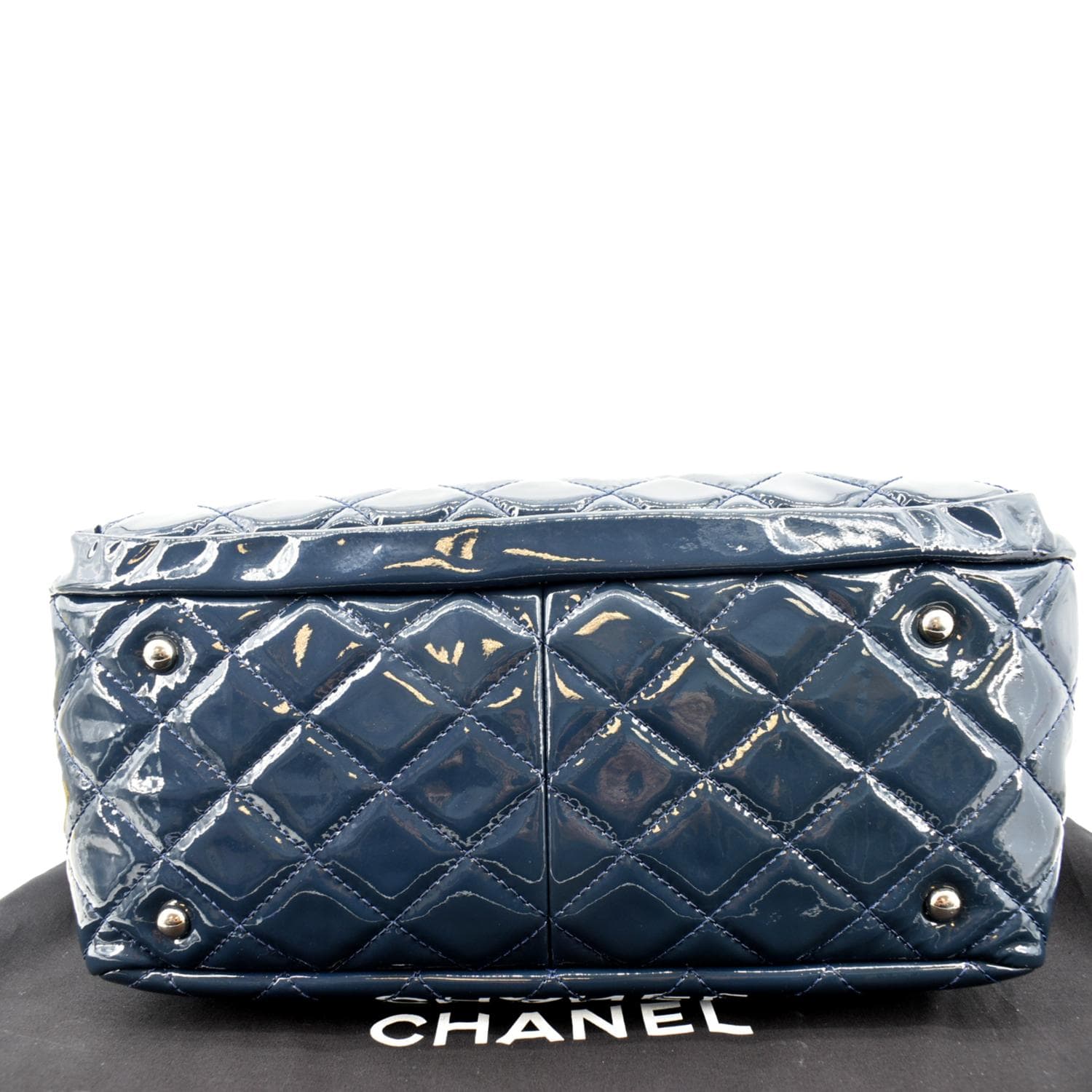 CHANEL Chic Glitter Large Patent Leather Tote Bag Blue