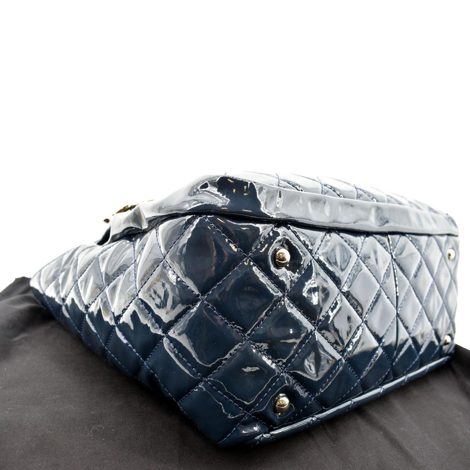 CHANEL Chic Glitter Large Patent Leather Tote Bag Blue