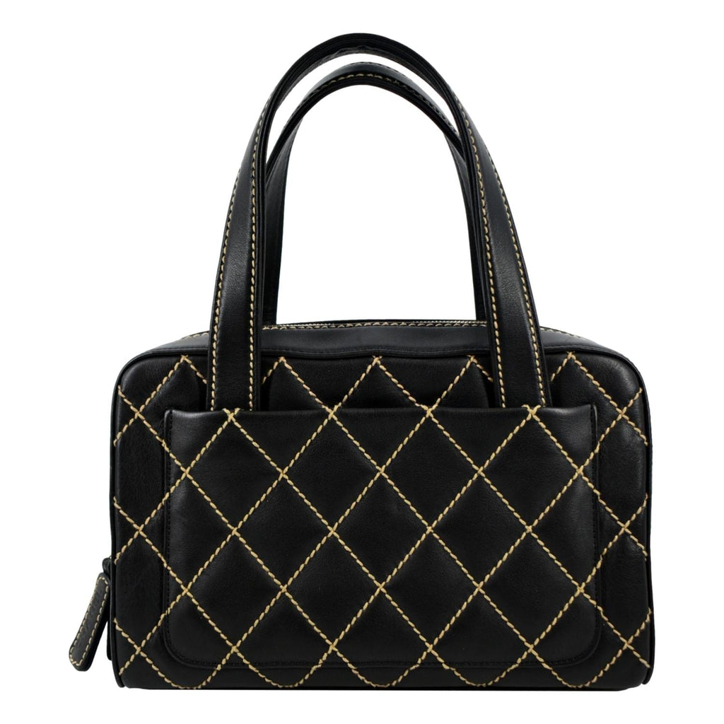 CHANEL CC Wild Stitch Vintage Calfskin Leather Tote Bag Black