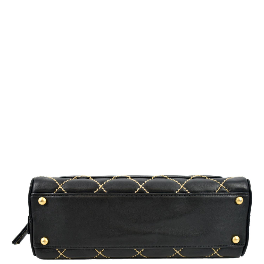 CHANEL CC Wild Stitch Vintage Calfskin Leather Tote Bag Black