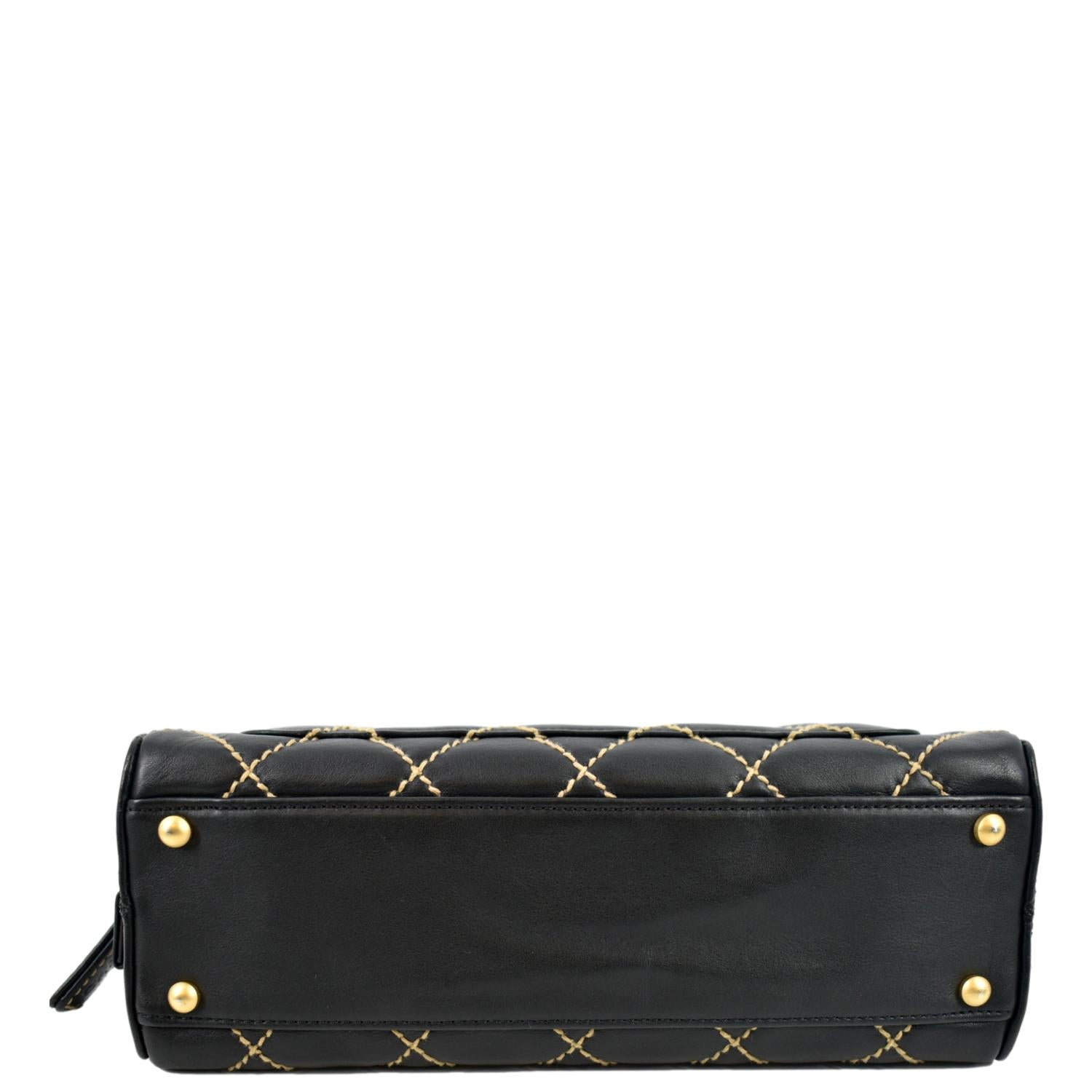 CHANEL CC Wild Stitch Vintage Calfskin Leather Tote Bag Black