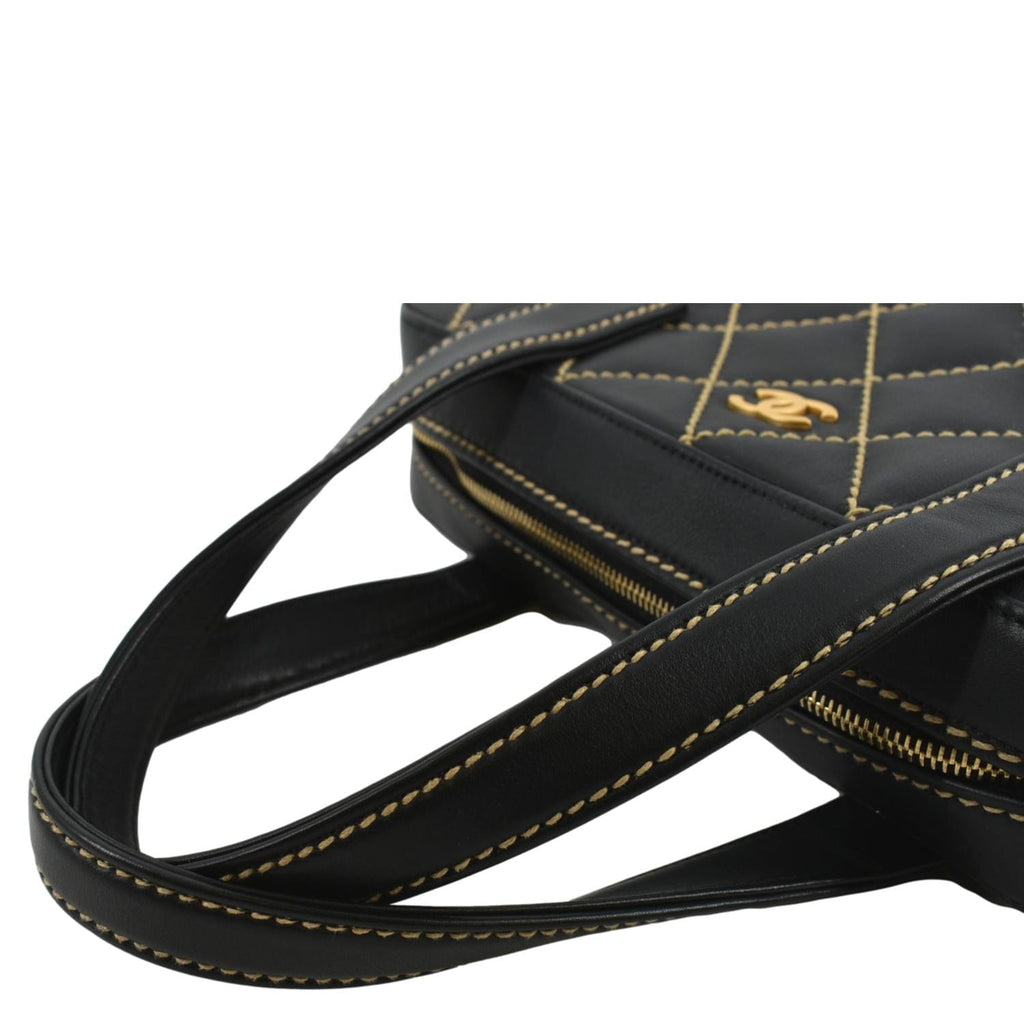 CHANEL CC Wild Stitch Vintage Calfskin Leather Tote Bag Black