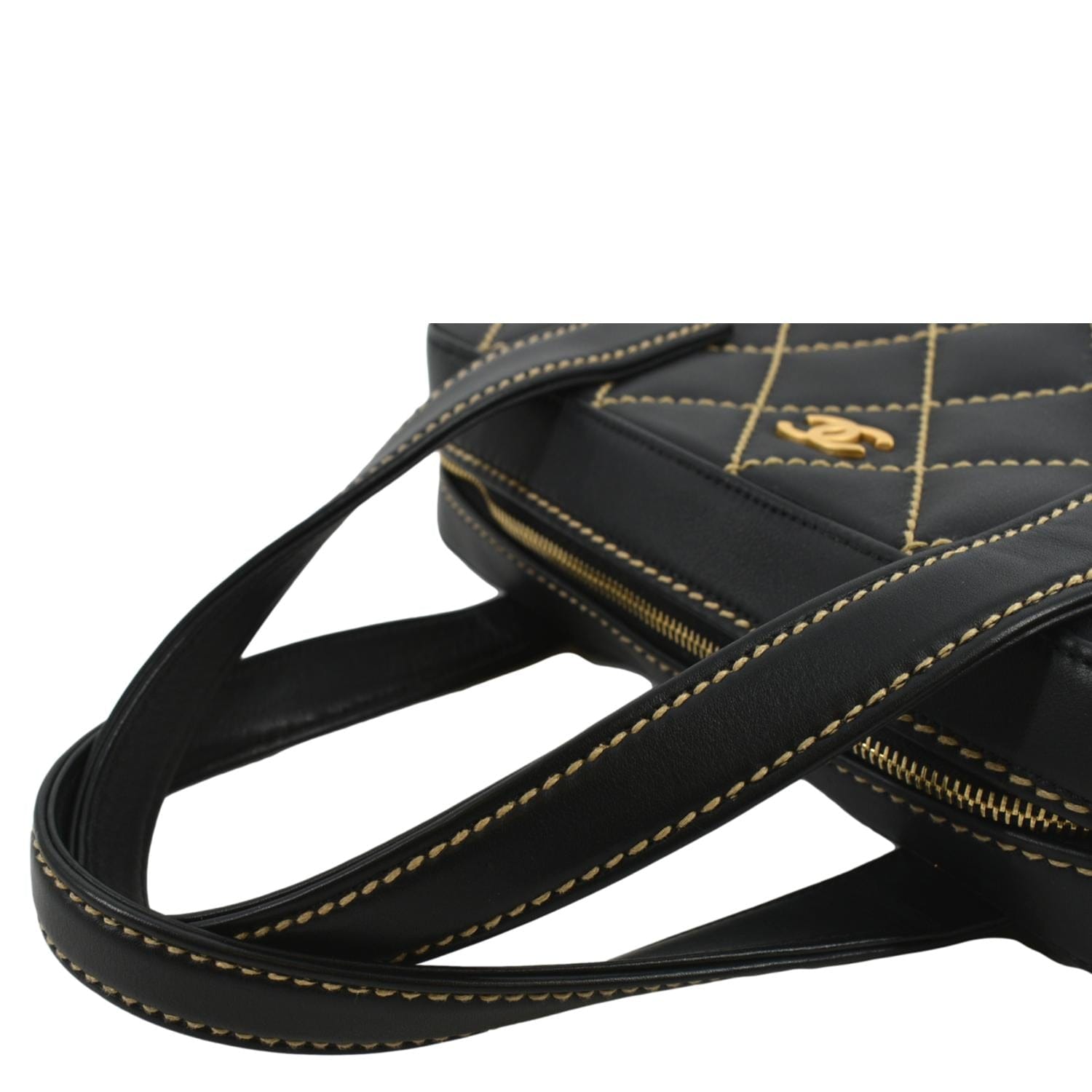 CHANEL CC Wild Stitch Vintage Calfskin Leather Tote Bag Black