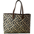 BURBERRY TB Canvas Tote Shoulder Bag Brown