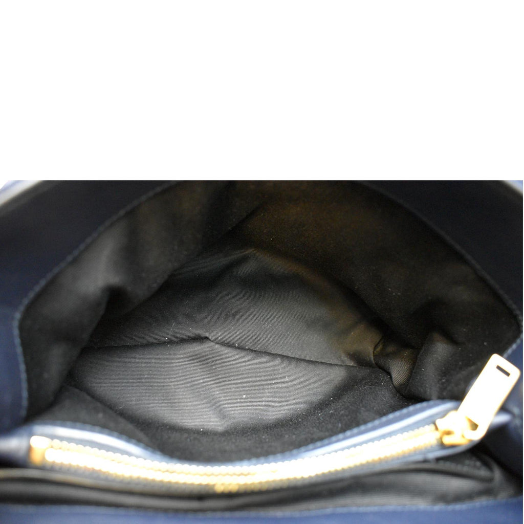 YVES SAINT LAURENT Small Loulou Velvet Shoulder Bag Blue