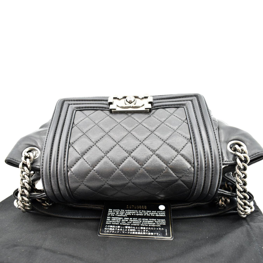 CHANEL Boy Leather Shopping Tote Bag Black