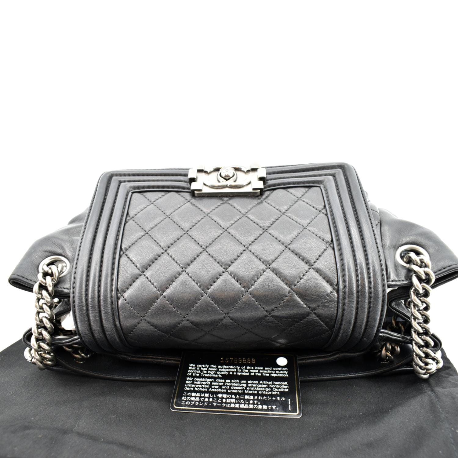 CHANEL Boy Leather Shopping Tote Bag Black