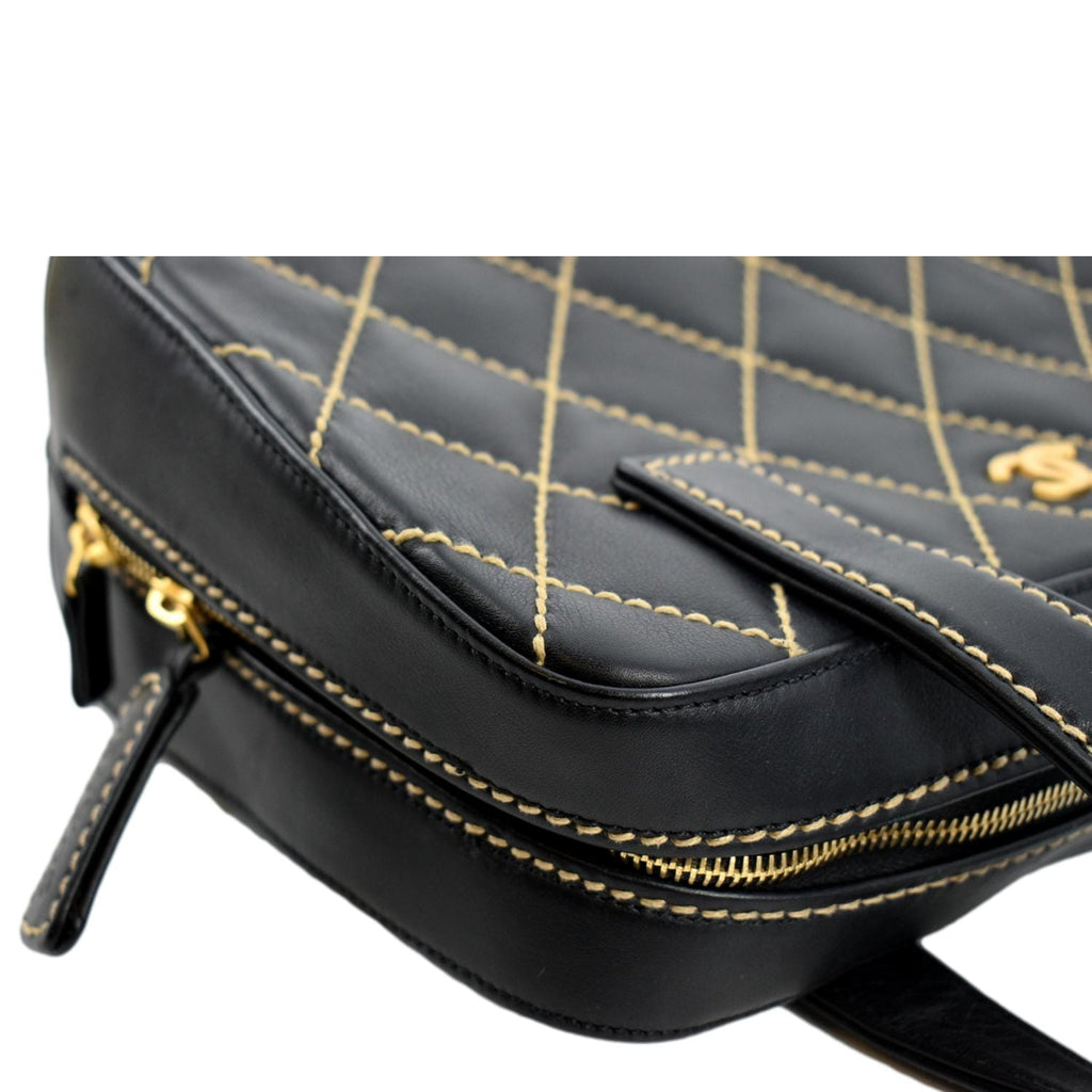CHANEL CC Wild Stitch Vintage Calfskin Leather Tote Bag Black