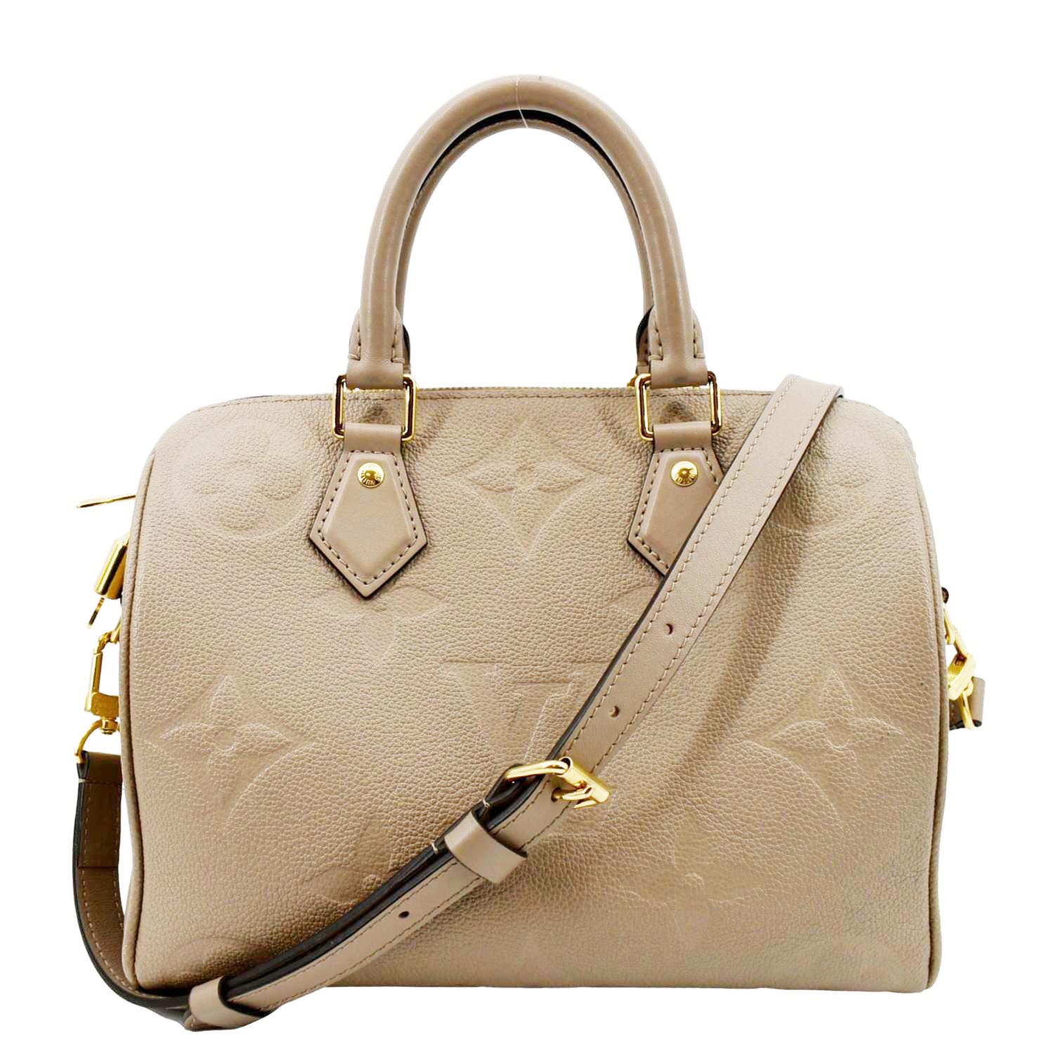 LOUIS VUITTON Speedy 25 Bandouliere Monogram Empreinte Shoulder Bag Tourterelle