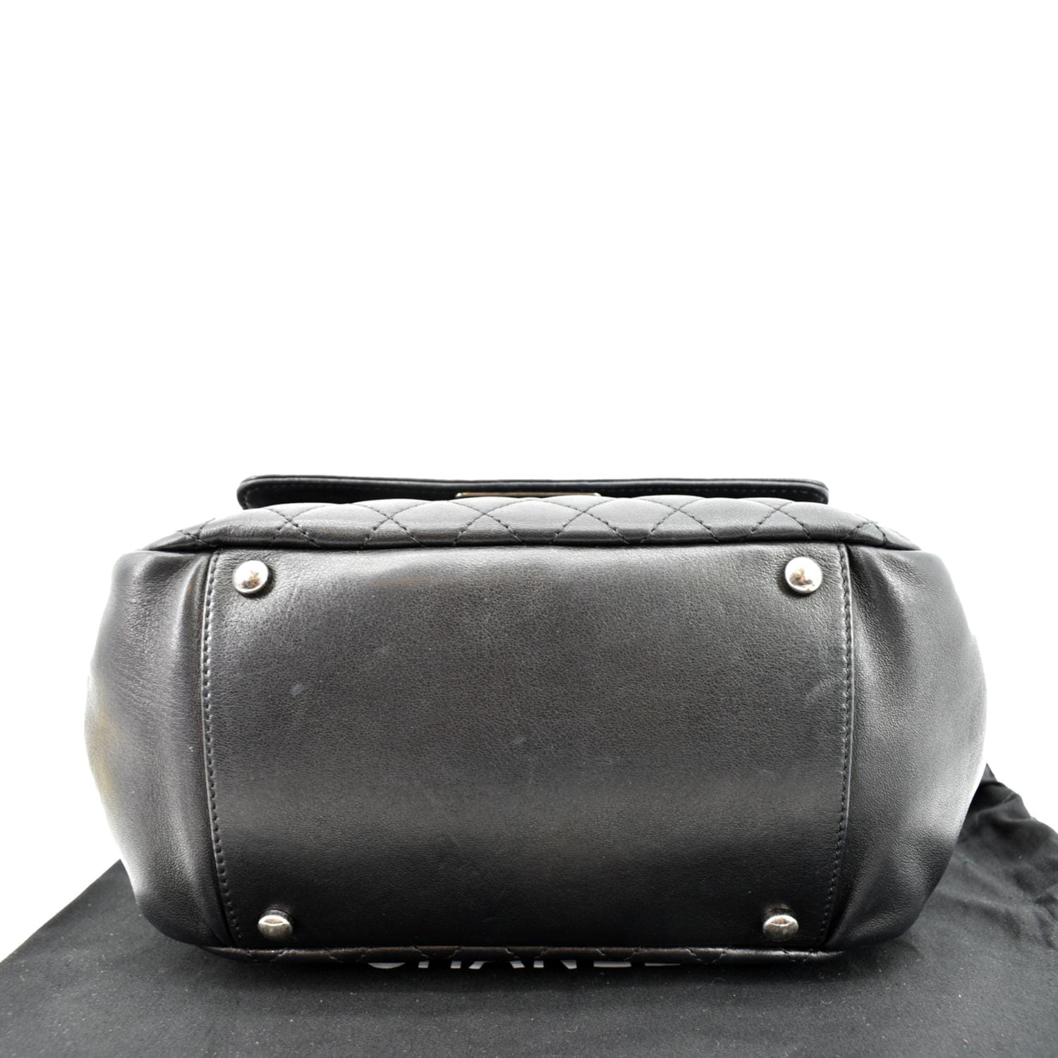 CHANEL Boy Leather Shopping Tote Bag Black