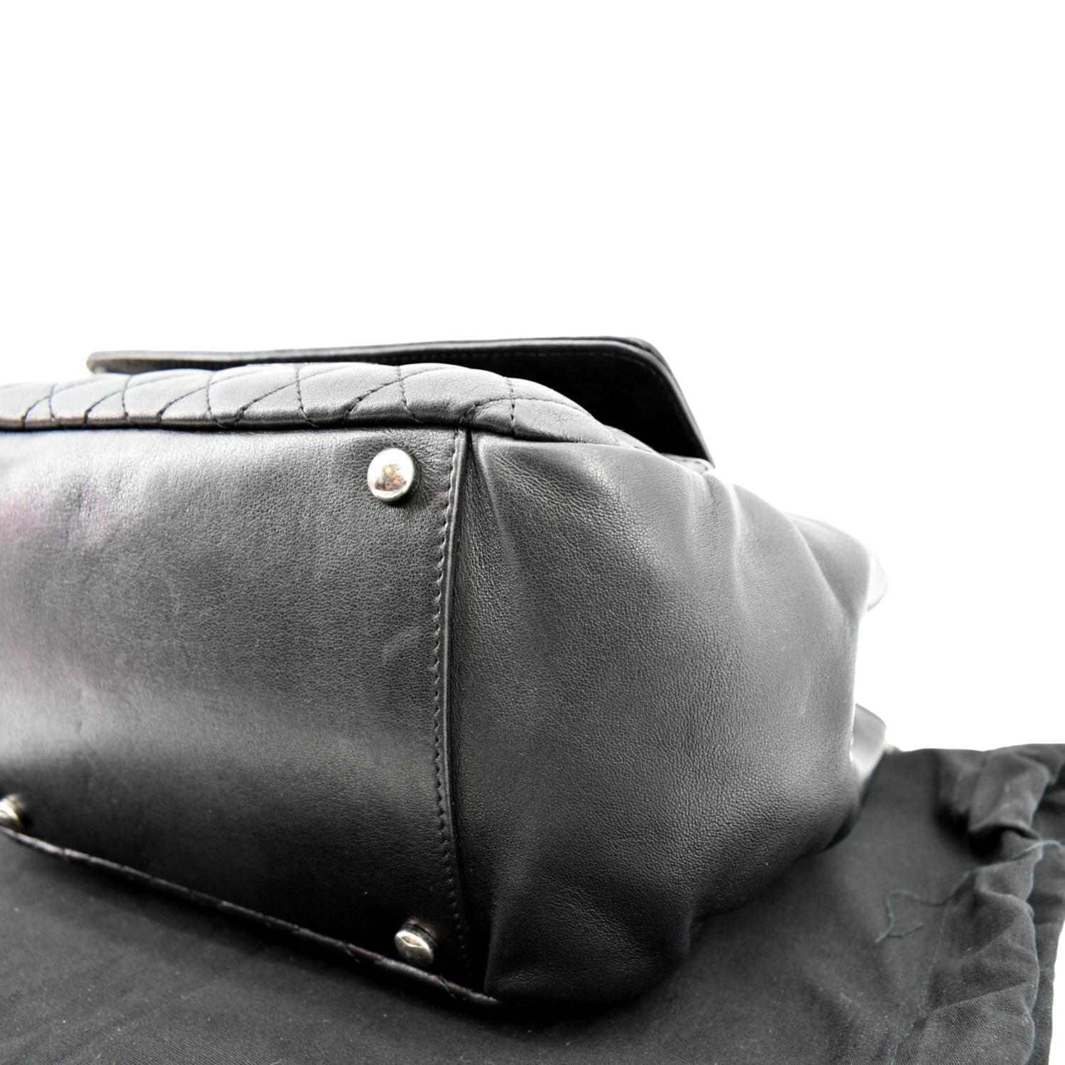 CHANEL Boy Leather Shopping Tote Bag Black