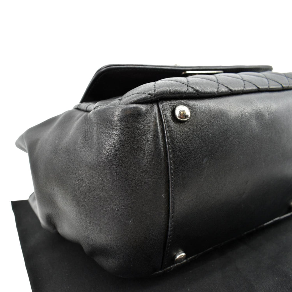 CHANEL Boy Leather Shopping Tote Bag Black