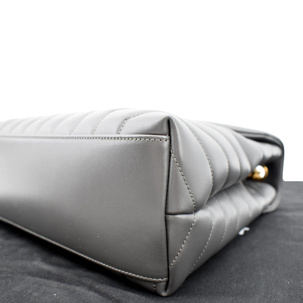 YVES SAINT LAURENT Loulou Medium Matelasse Leather Chain Shoulder Bag Dark Gray