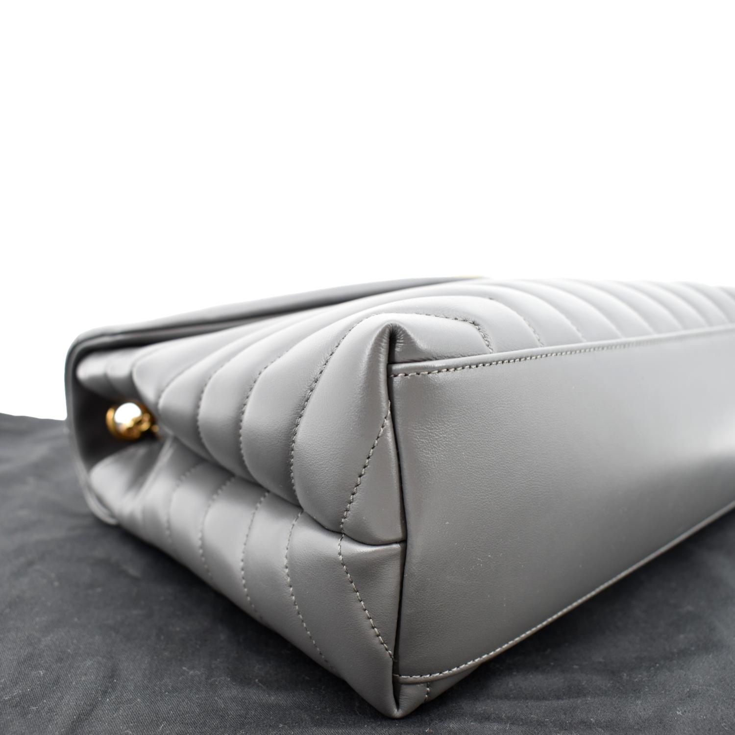 YVES SAINT LAURENT Loulou Medium Matelasse Leather Chain Shoulder Bag Dark Gray