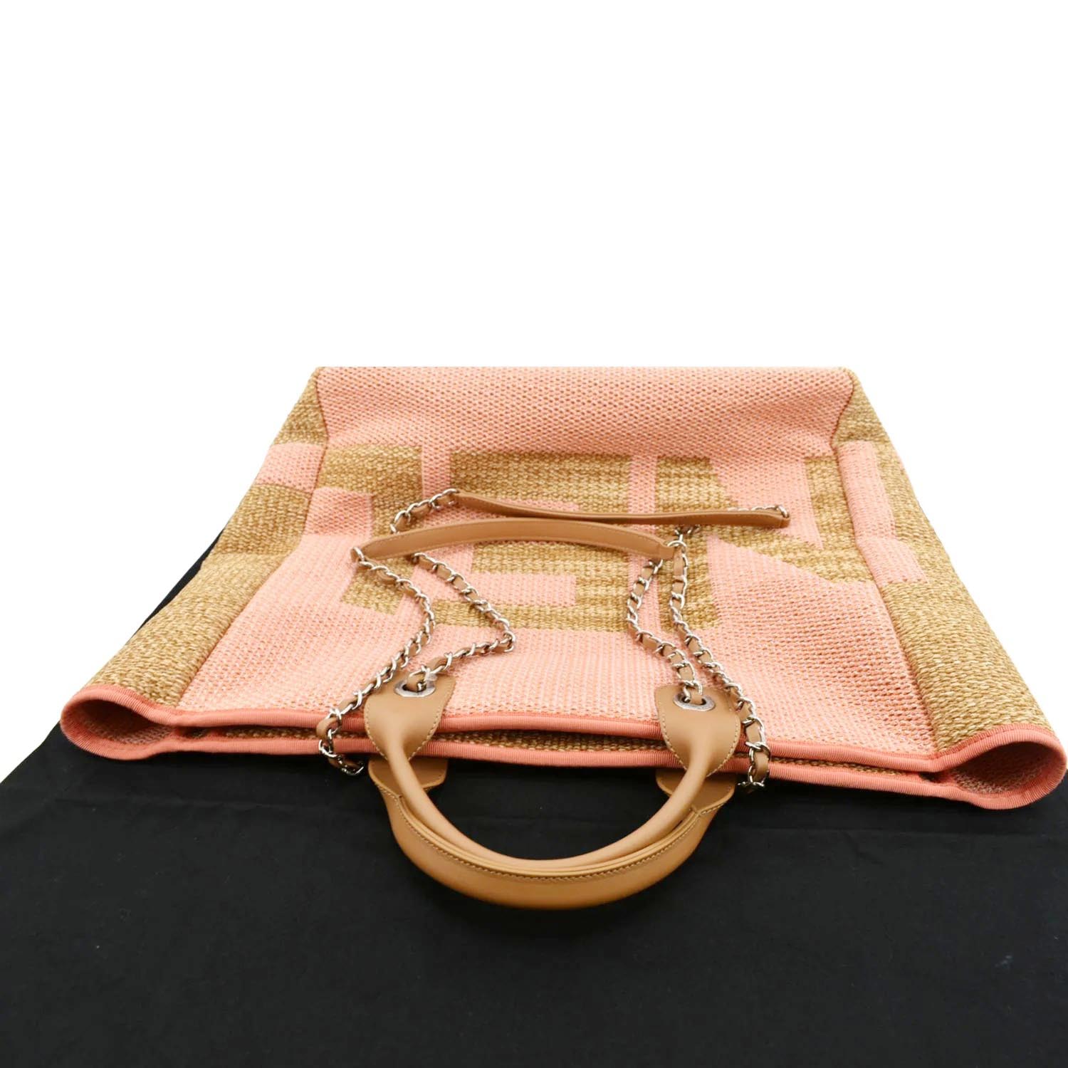 CHANEL Deauville Large Raffia Shopping Tote Bag Pink