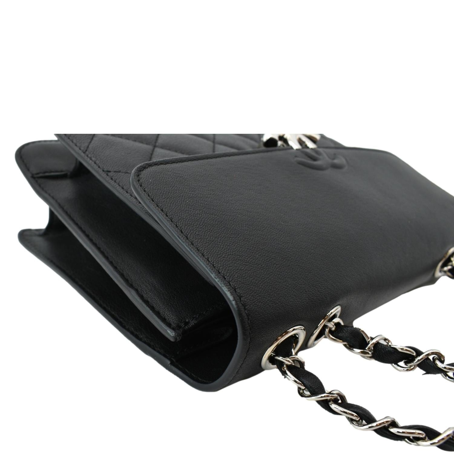 CHANEL Box CC Flap Quilted Leather Shoulder Bag Black
