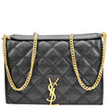 YVES SAINT LAURENT Becky Quilted Leather Shoulder Chain Bag Black