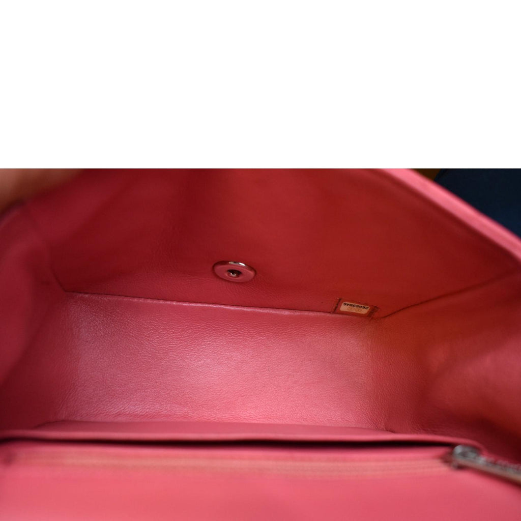 CHANEL Classic Square Mini Chevron Leather Shoulder Bag Pink