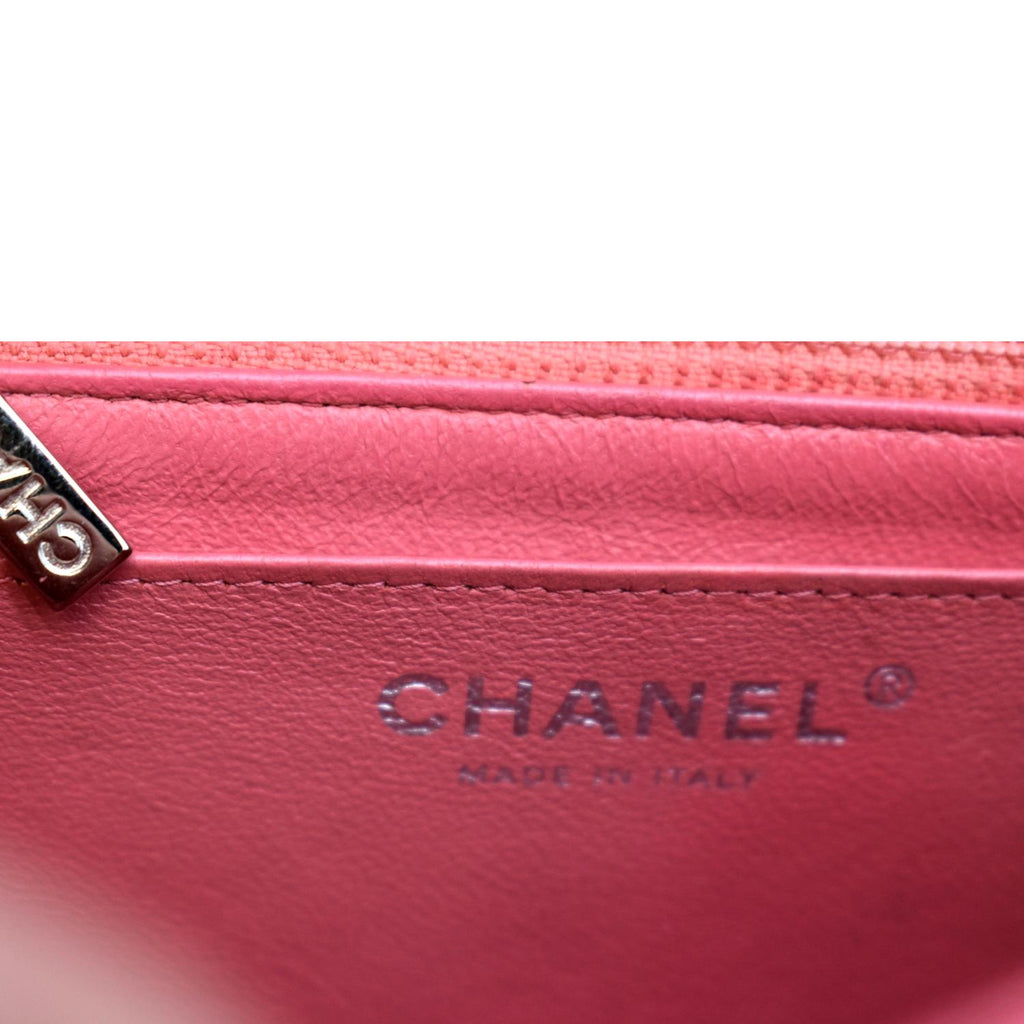 CHANEL Classic Square Mini Chevron Leather Shoulder Bag Pink