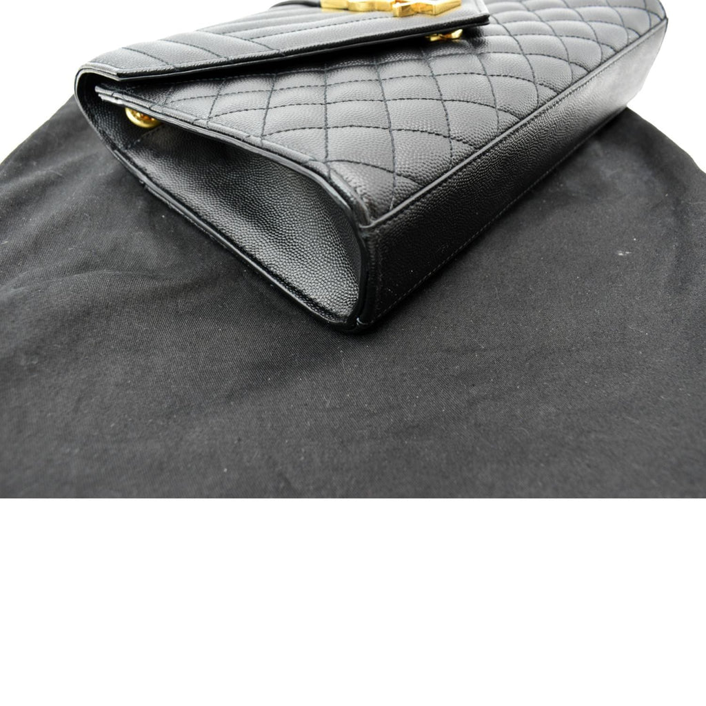 YVES SAINT LAURENT Medium Envelope Leather Chain Shoulder Bag Black