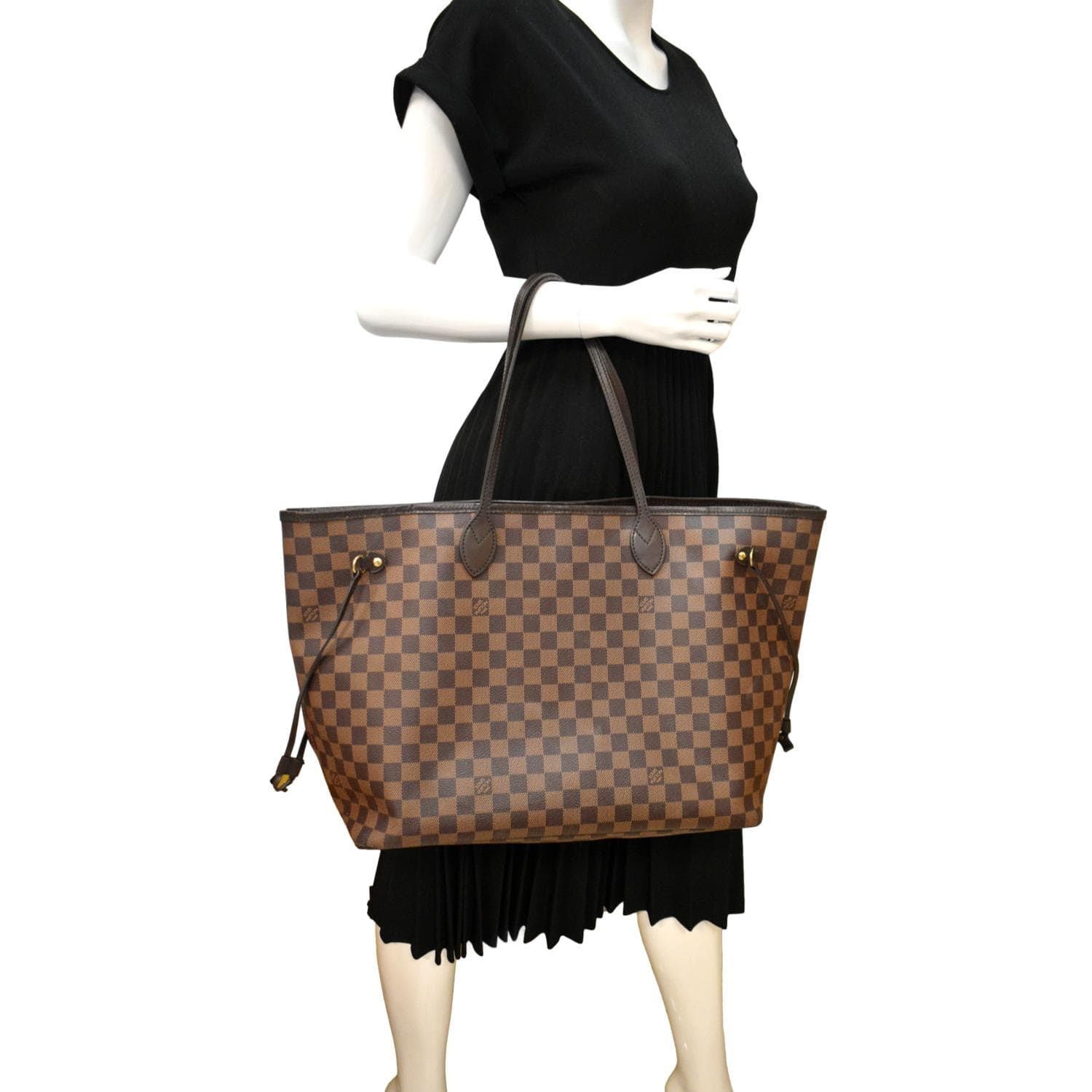 LOUIS VUITTON Neverfull GM Damier Ebene Tote Shoulder Bag Brown