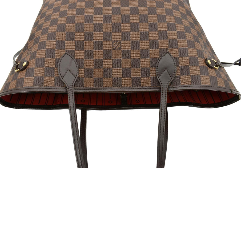 LOUIS VUITTON Neverfull MM Damier Ebene Tote Bag Brown