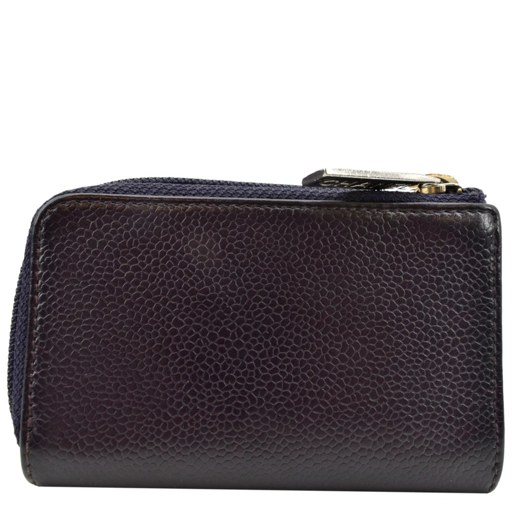 CHANEL O Key Pouch Timeless Caviar Leather Small Purse Purple