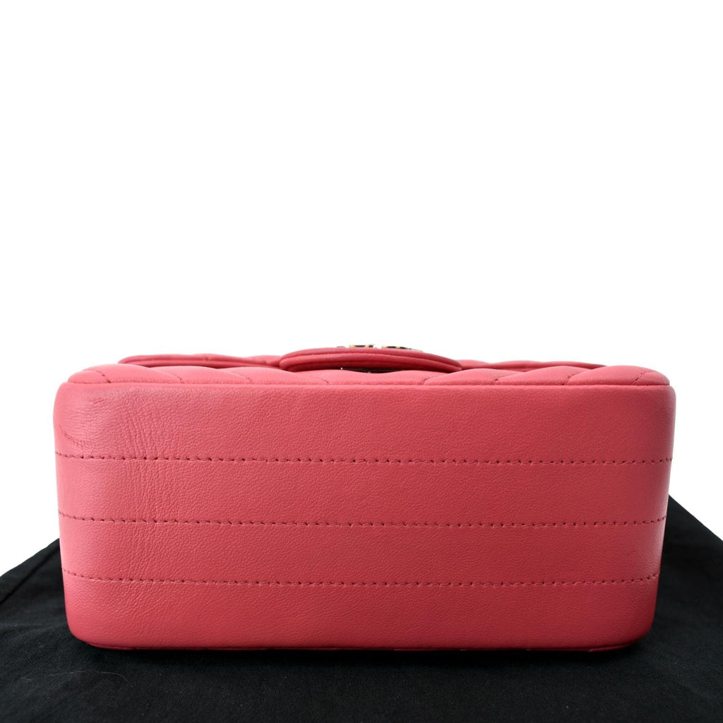 CHANEL Classic Square Mini Chevron Leather Shoulder Bag Pink