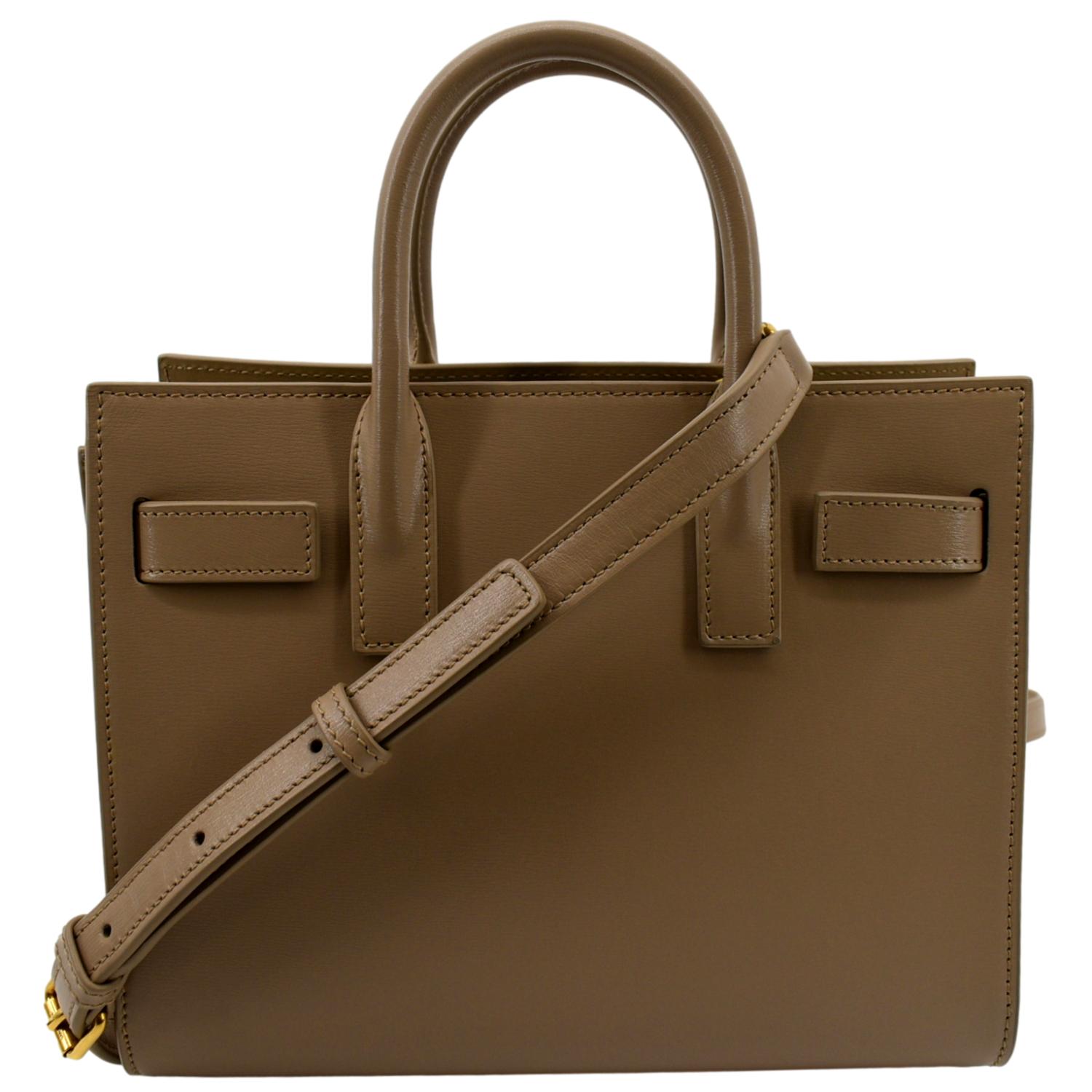 YVES SAINT LAURENT Sac De Jour Nano Smooth Leather Satchel Shoulder Bag Dark Beige