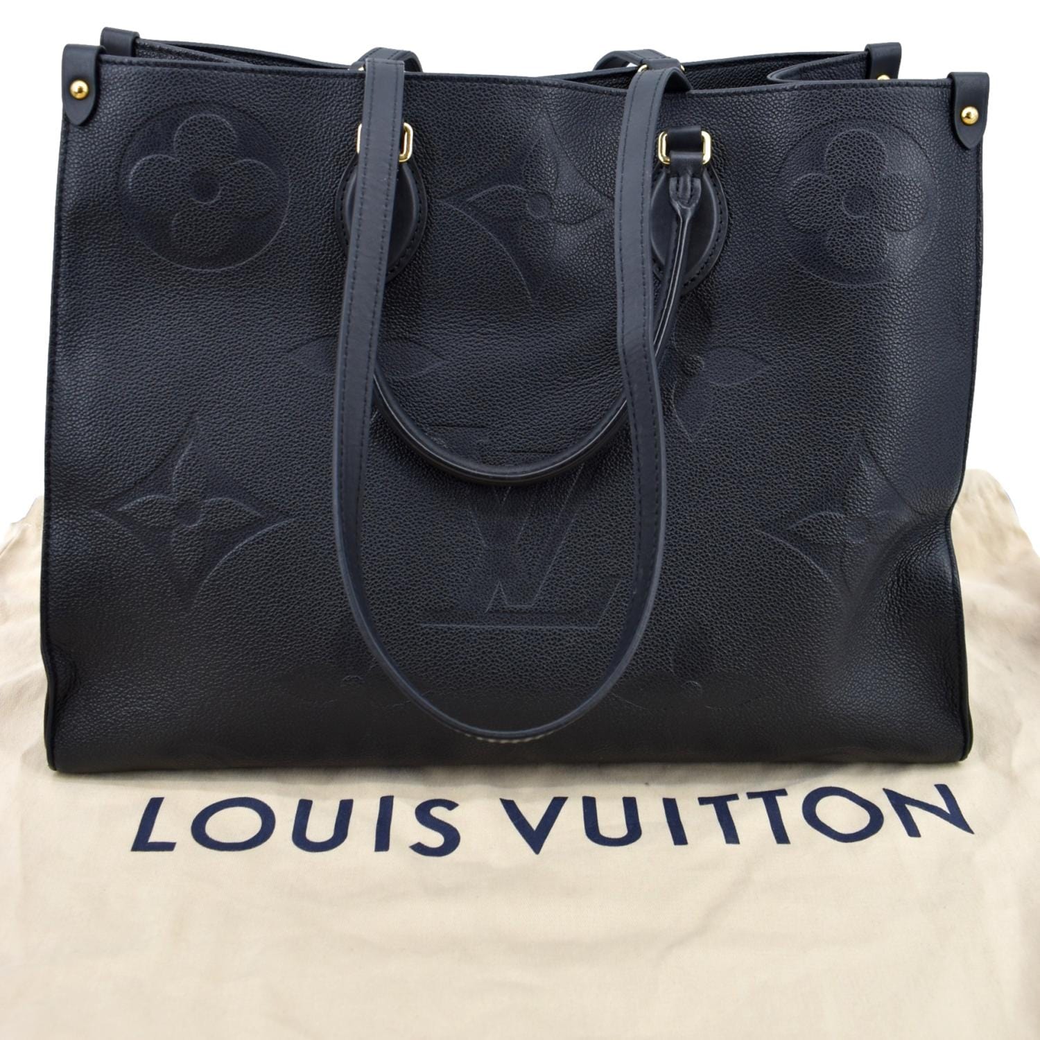 LOUIS VUITTON Onthego GM Monogram Empreinte Leather Tote Bag Black - New Year Deals