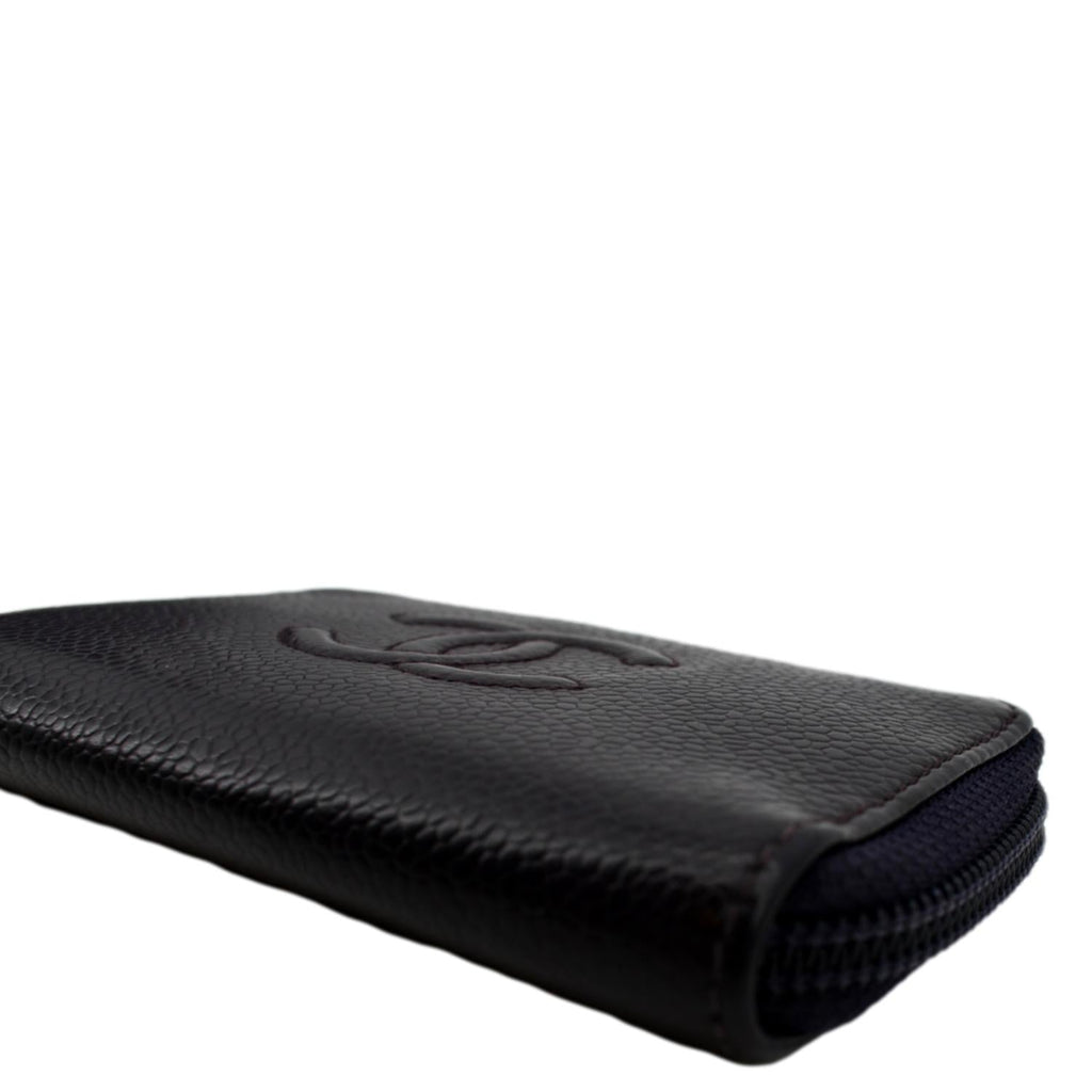 CHANEL O Key Pouch Timeless Caviar Leather Small Purse Purple