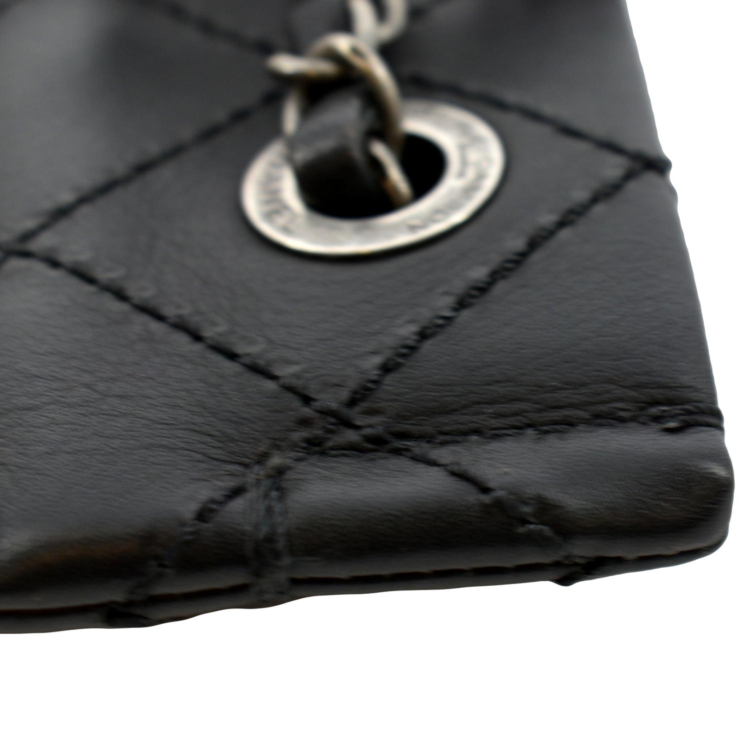 CHANEL Stitched CC Pocket Leather Shoulder Bag Black