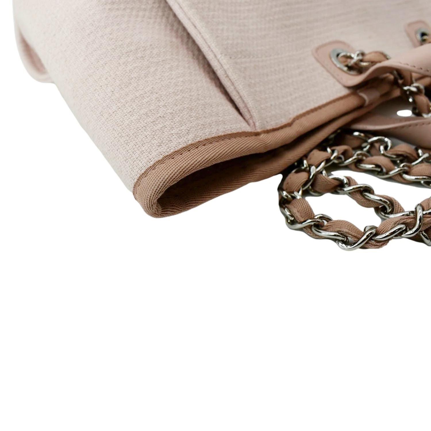 CHANEL Deauville Large Canvas Tote Bag Light Pink