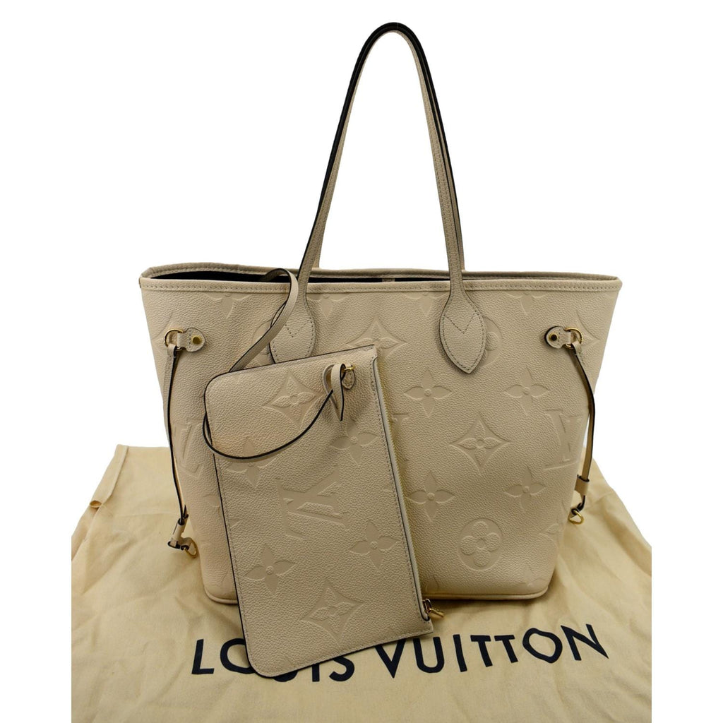 LOUIS VUITTON  Neverfull MM Monogram Empreinte Tote Bag Tourterelle