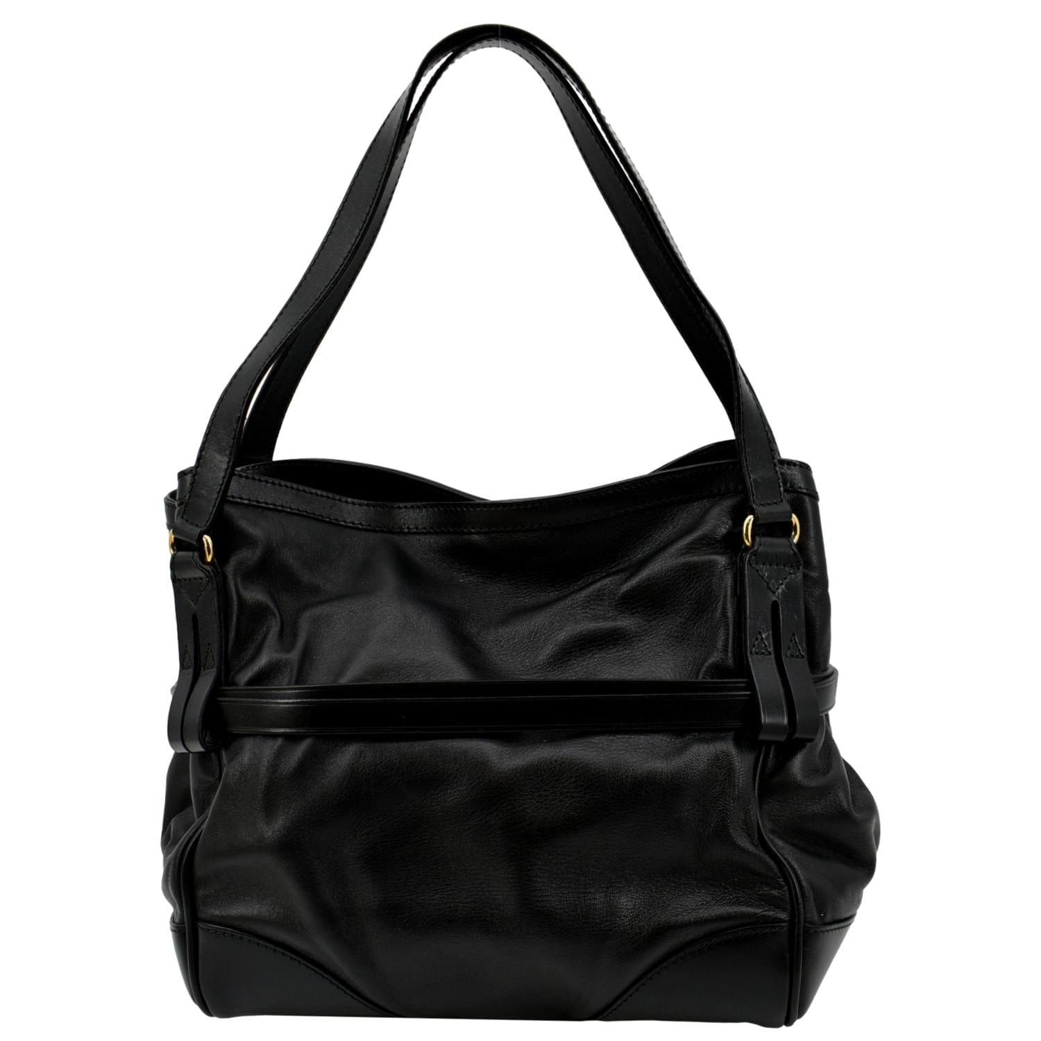 BURBERRY Bridle Lynher Calfskin Leather Tote Shoulder Bag Black