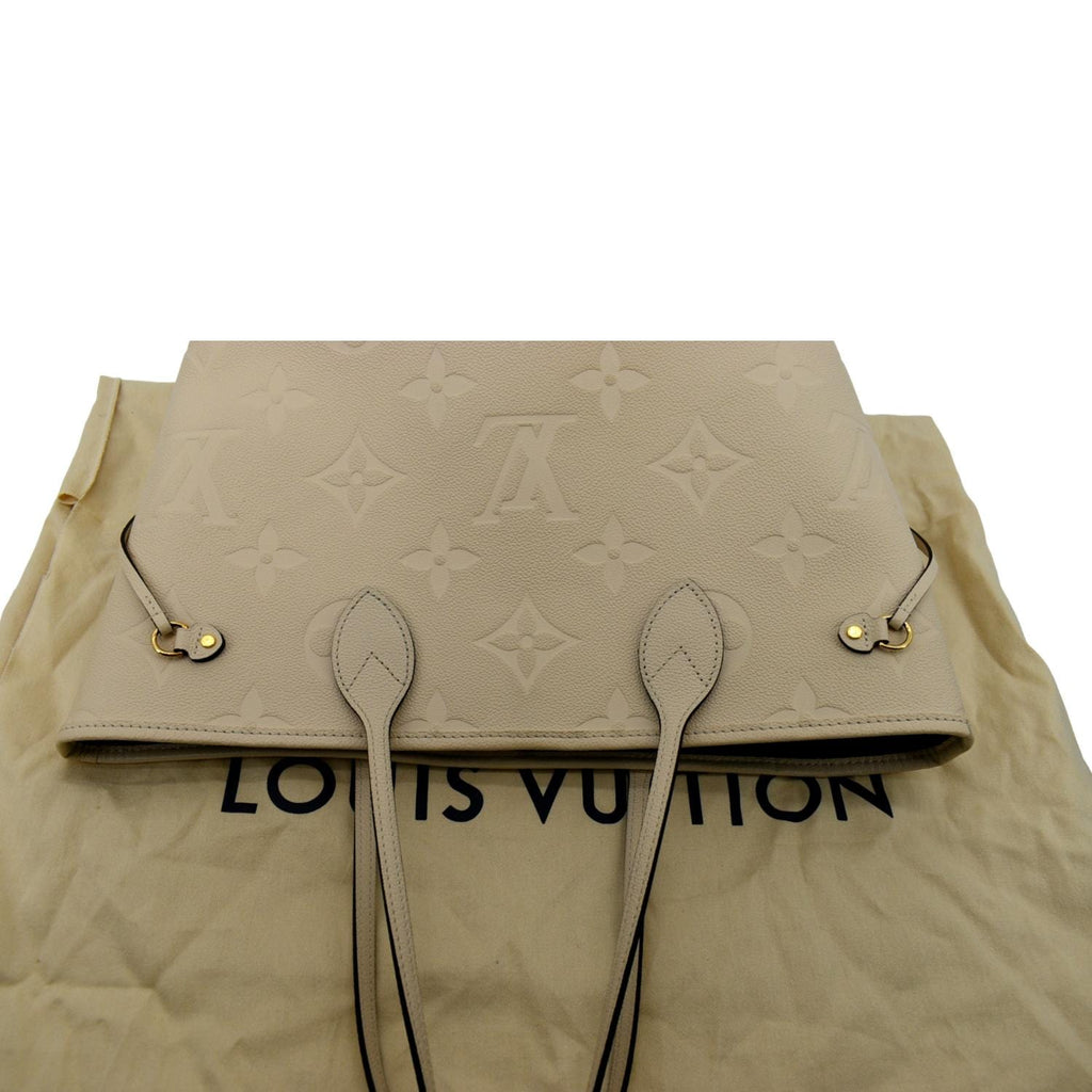 LOUIS VUITTON  Neverfull MM Monogram Empreinte Tote Bag Tourterelle
