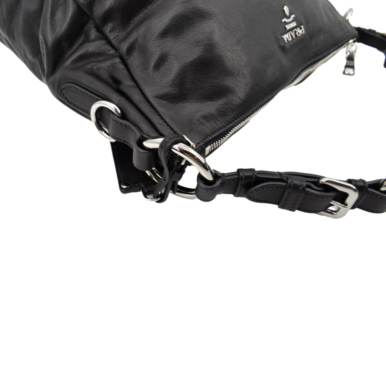 PRADA Leather Shoulder Bag Black