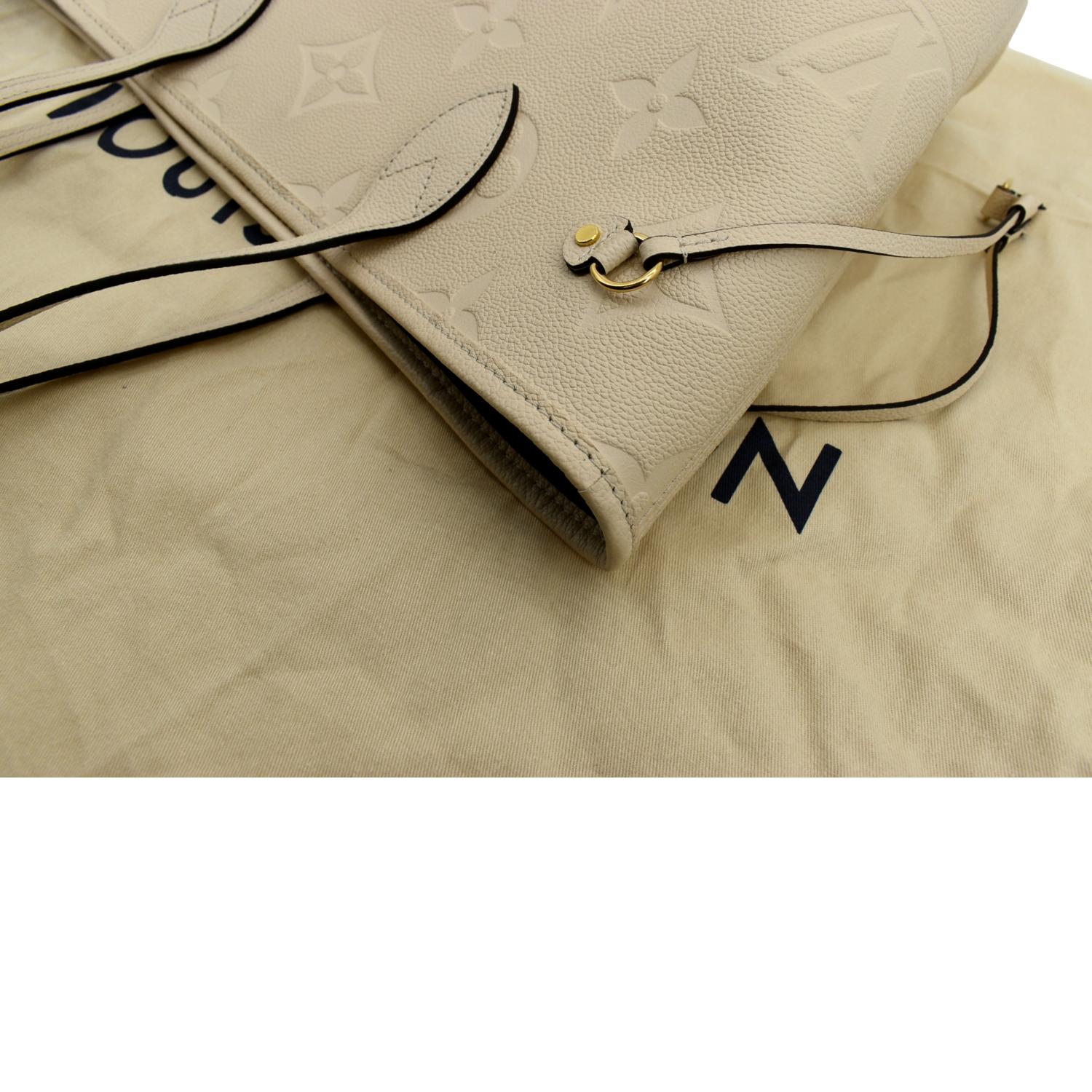 LOUIS VUITTON  Neverfull MM Monogram Empreinte Tote Bag Tourterelle