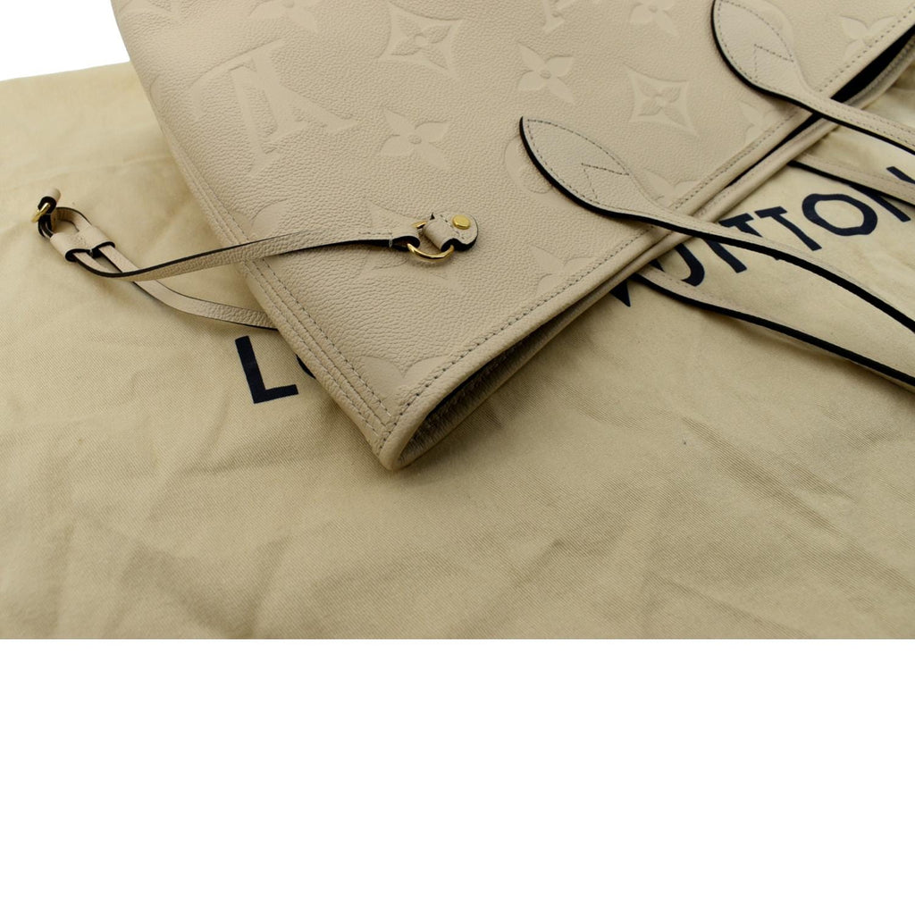 LOUIS VUITTON  Neverfull MM Monogram Empreinte Tote Bag Tourterelle