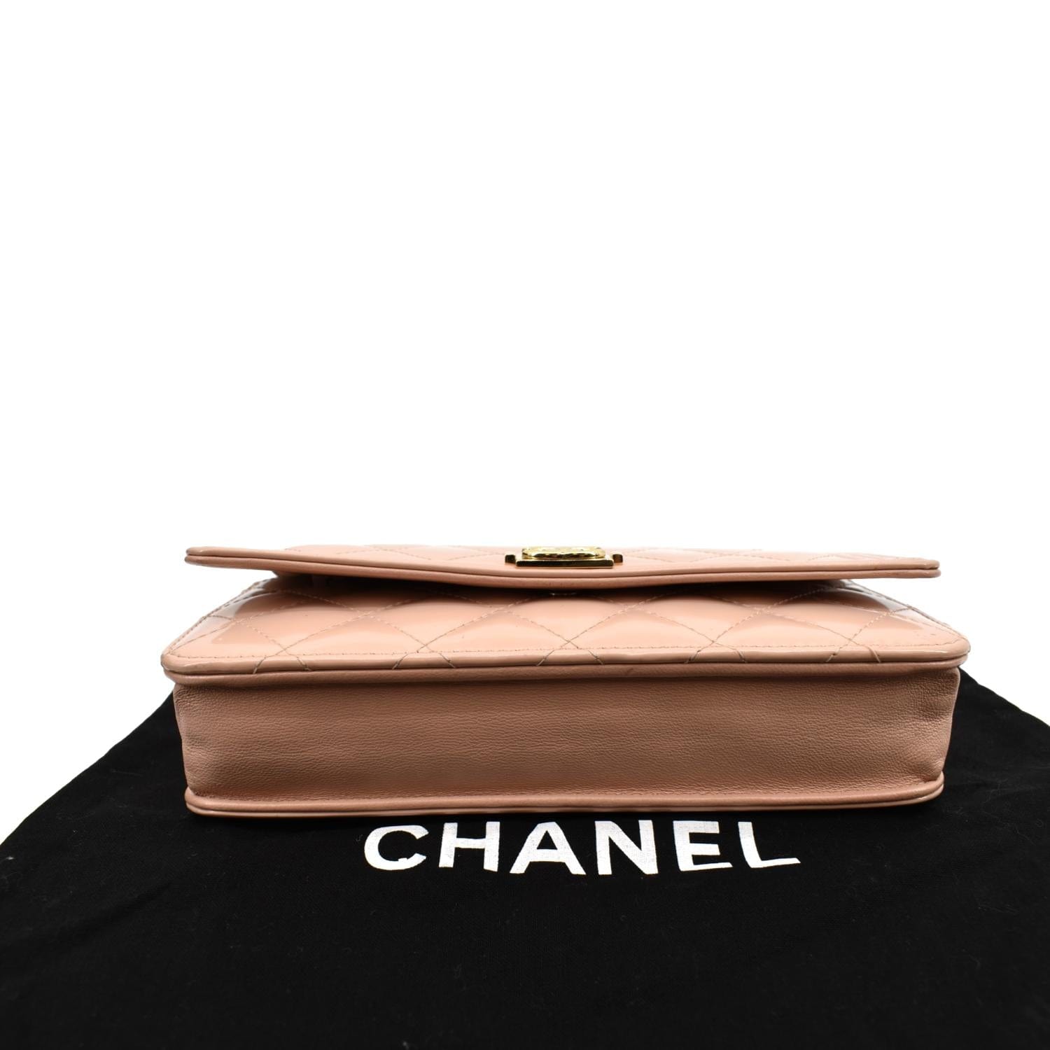 CHANEL Boy Woc Wallet on Chain Patent Leather Shoulder Bag Pink