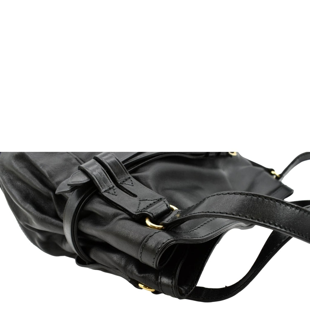 BURBERRY Bridle Lynher Calfskin Leather Tote Shoulder Bag Black