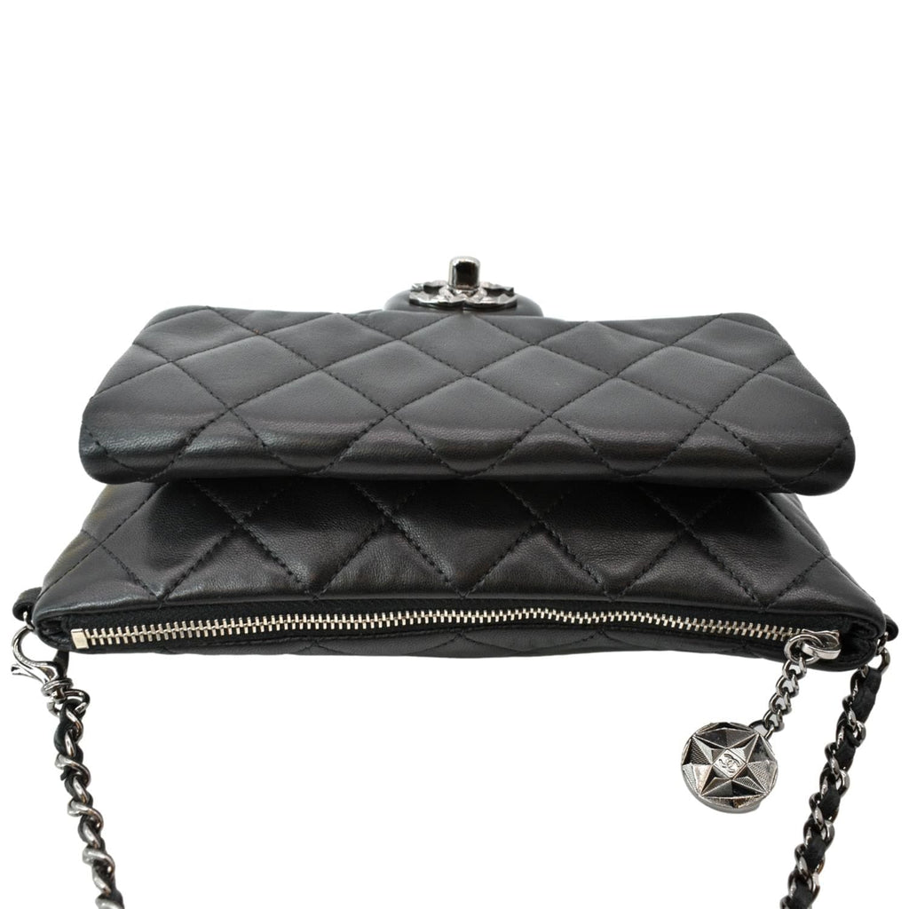 CHANEL Mineral Nights Flap Quilted Leather Shoulder Bag Black