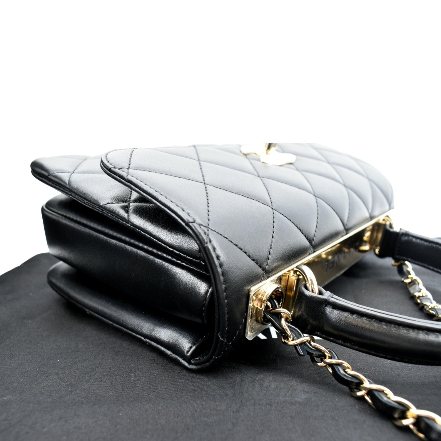 CHANEL Small Trendy CC Quilted Lambskin Dual Handle Flap Shoulder Bag Black