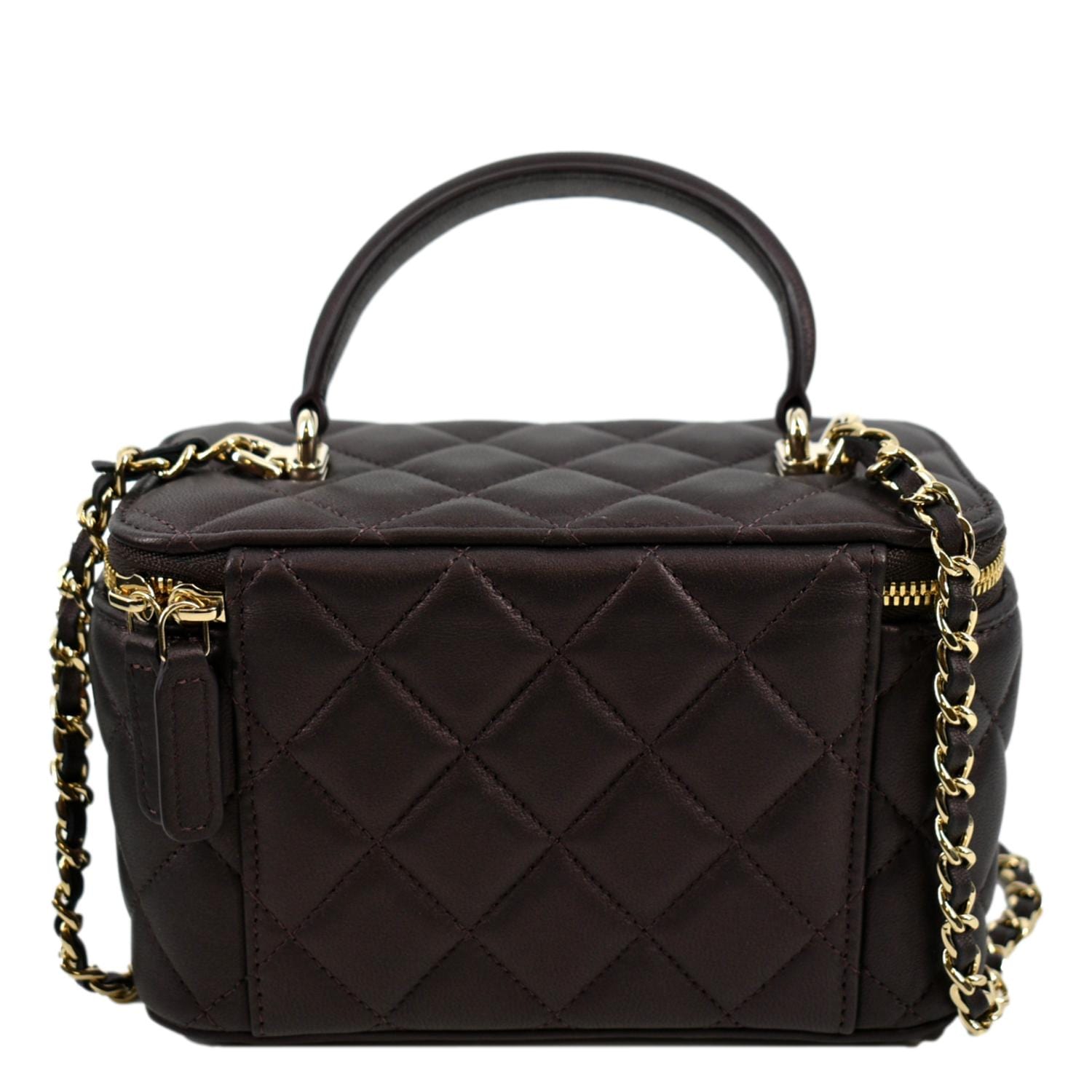 CHANEL Vanity Case Quilted Leather Crossbody Bag Maroon
