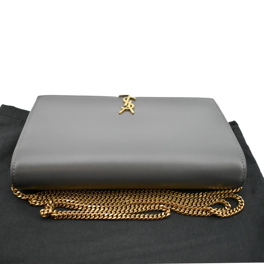 Yves Saint Laurent Flap Leather Shoulder Bag Light Gray- sold
