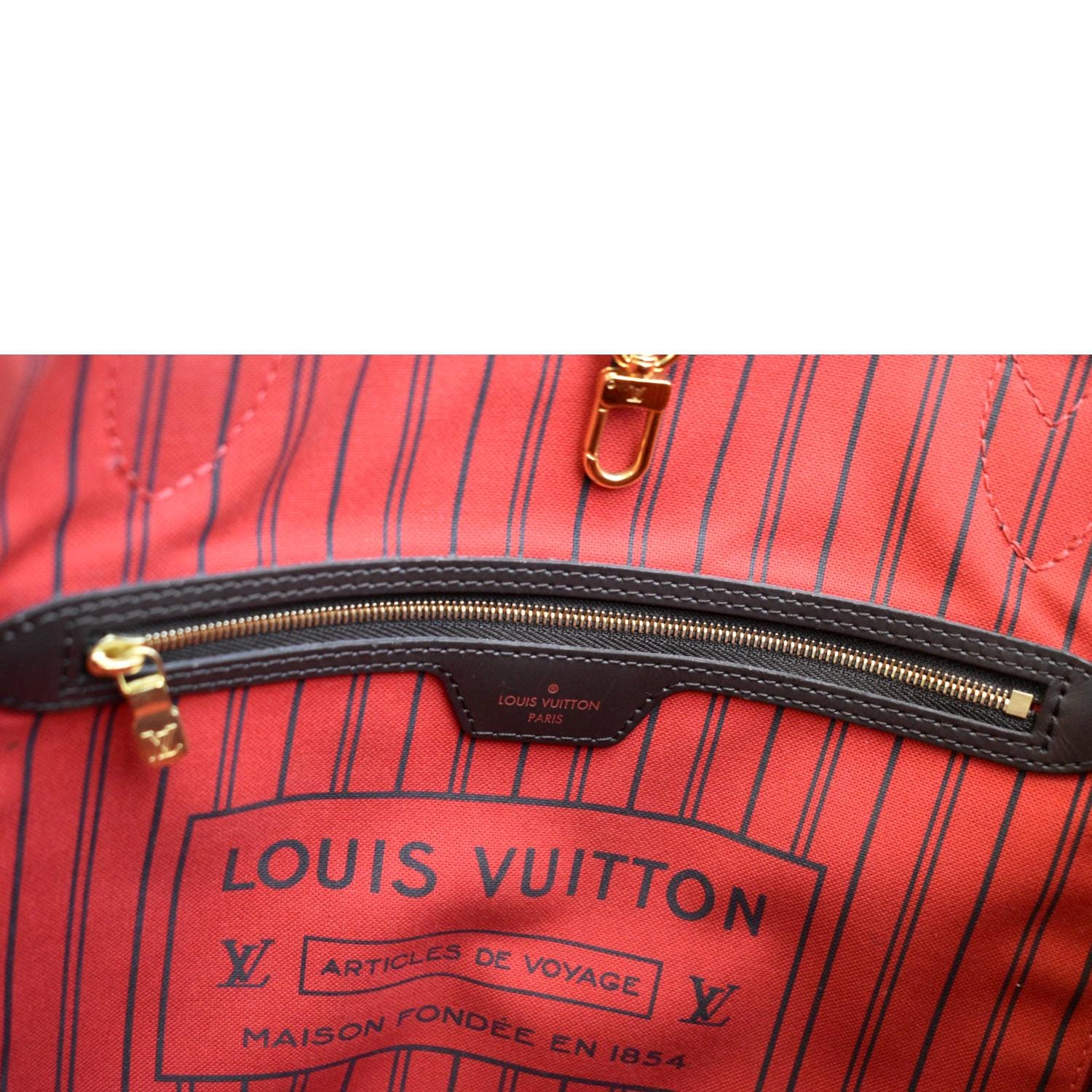 LOUIS VUITTON Neverfull MM Damier Ebene Tote Bag Brown