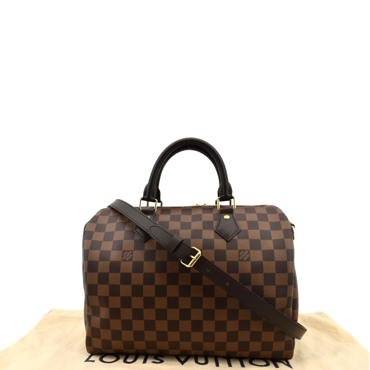 LOUIS VUITTON Speedy 30 Bandouliere Damier Ebene Shoulder Bag Brown