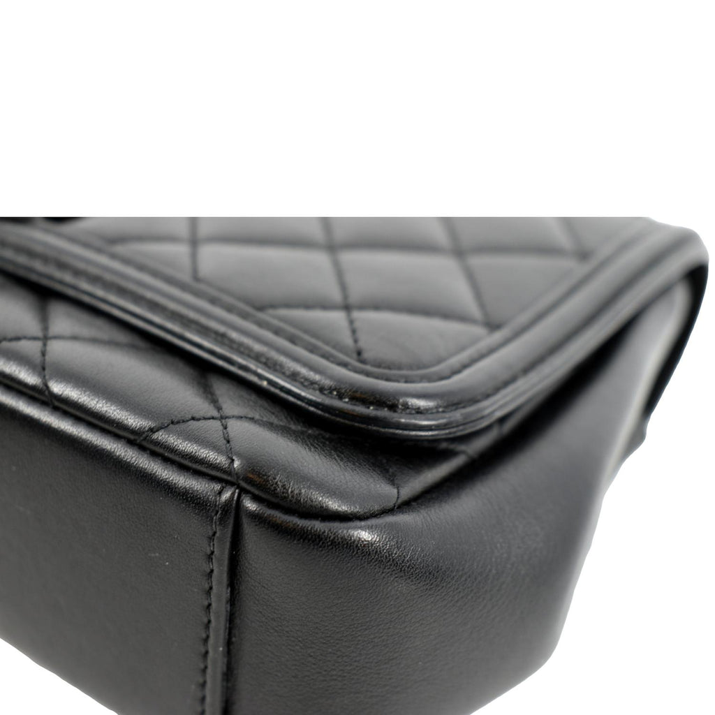 CHANEL Filigree CC Chain Around Leather Crossbody Bag Black