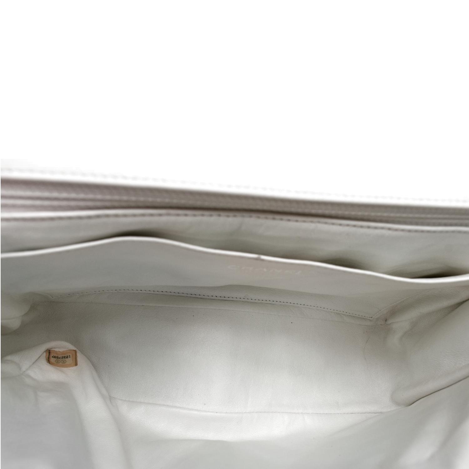 CHANEL Classic Jumbo Flap Caviar Leather Shoulder Bag White - Hot Deals